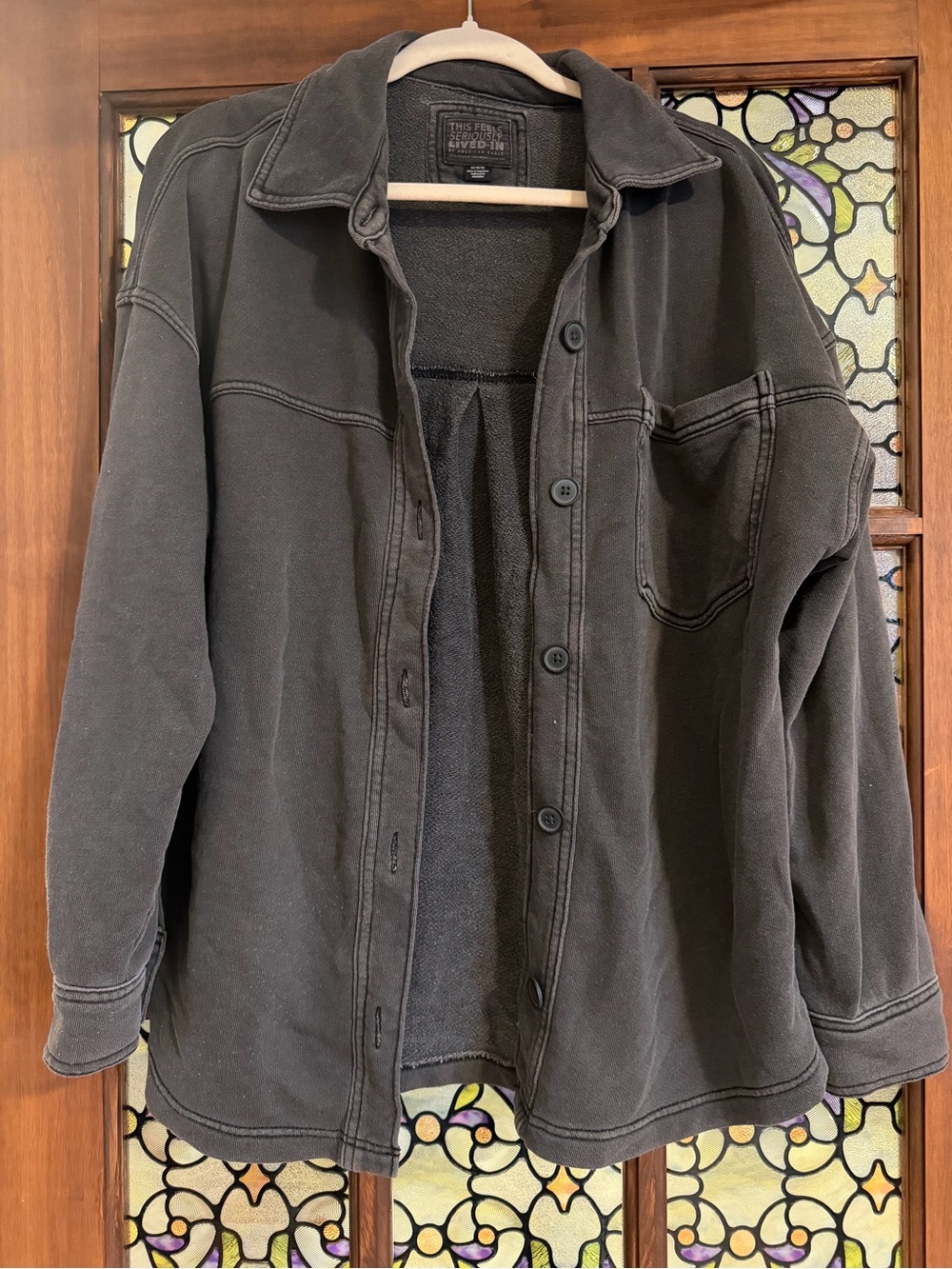 American Eagle Outfitters Oversized Black Button-Down Shirt Jacket